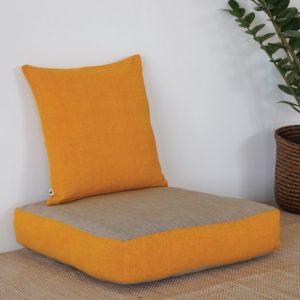 Chambray Cotton Floor Cushion Beige / Yellow