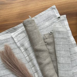 Classic Stripes White Linen Tablemats & Dume Grey Napkin Combo
