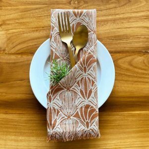Metamorph Printed Cotton Table Napkins Brown – Set of 6