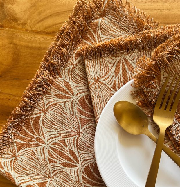 Metamorph Printed Cotton Table Napkins Brown – Set of 6 - Image 3